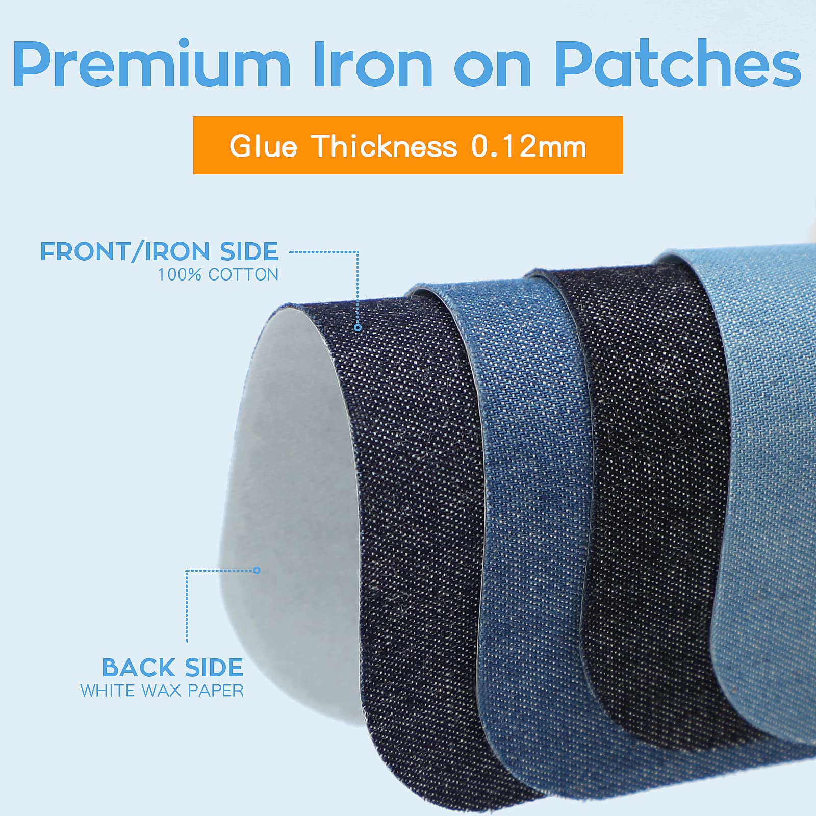 ZIBUYU Applique Patches Iron on Patches for Clothing Blue Denim Patches & 8pcs Cartoon Applique Patches, with Needle and Thread Accessories ZIBUYU Applique Patches Iron on Patches for Clothing Blue Denim Patches & 8pcs Cartoon Applique Patches, with Needle and Thread Accessories